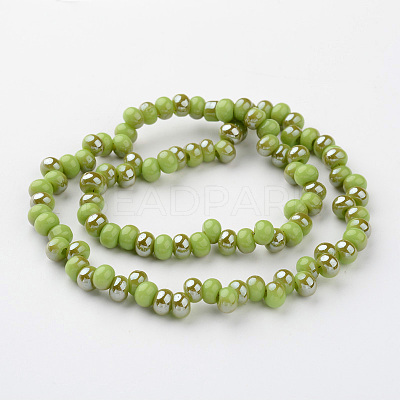 Teardrop Half Rainbow Plated Glass Bead Strands EGLA-J135-HR01-1