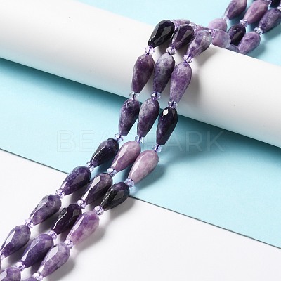 Natural Lepidolite/Purple Mica Stone Beads Strands G-B028-A06-1