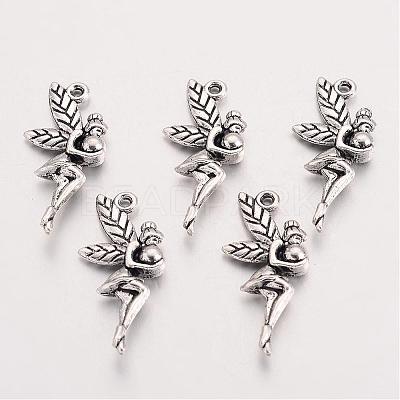 Tibetan Style Alloy Fairy Pendant Rhinestone Settings TIBEP-Q043-350-RS-1