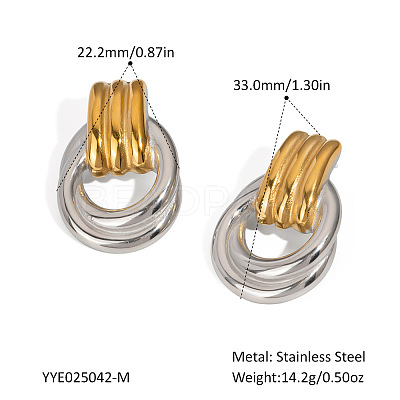 Stainless Steel Two Tone Stud Earrings MA4324-5-1
