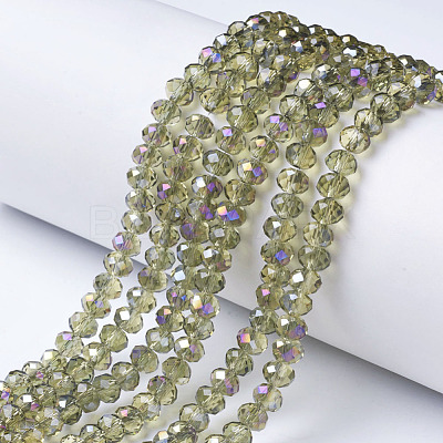 Electroplate Transparent Glass Beads Strands EGLA-A034-T6mm-F02-1