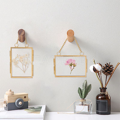 2Pcs 2 Style Brass Glass Hanging Photo Frame HJEW-OC0001-34-1
