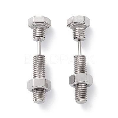 Non-Tarnish 304 Stainless Steel Screw Bolt Ear Taper Stretcher for Woman Men EJEW-F312-08P-1