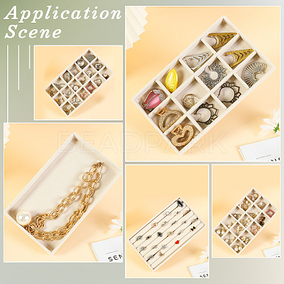 18 Grids Rectangle Wood Covered with Velvet Jewelry Trinket Display Trays LS-AJEW-WH20054-062H-01-1