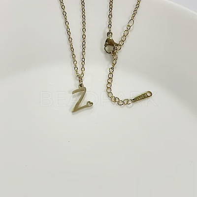 304 Stainless Steel Letter Pendant Necklaces NJEW-WH0027-04Z-G-NR-1