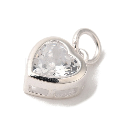 925 Sterling Silver Cubic Zirconia Heart Charms with Jump Rings FIND-U013-10S-05-1