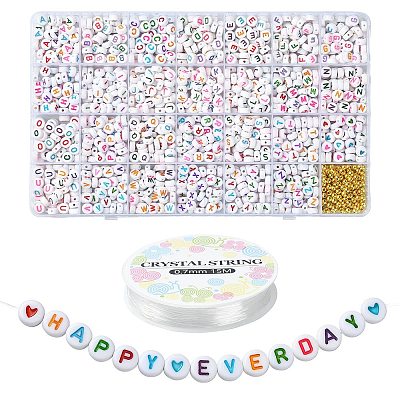 DIY Letter & Heart Acrylic & Plastic Stretch Bracelet Beaded Necklace Making Kit DIY-YW0008-41-1