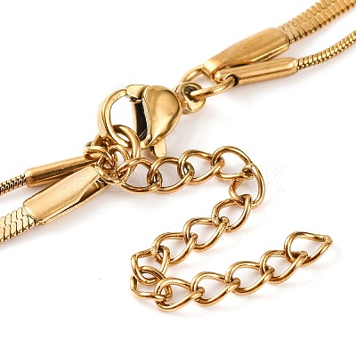 304 Stainless Steel Double Layer Round Snake Chain & Herringbone Chain Necklaces for Women LS-NJEW-G140-16A-G-1