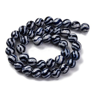 Handmade Blue and White Porcelain Beads Strands PORC-I027-03F-1