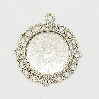 Zinc Alloy Pendant Settings for Cabochon & Rhinestone X-PALLOY-A15290-AS-FF-1