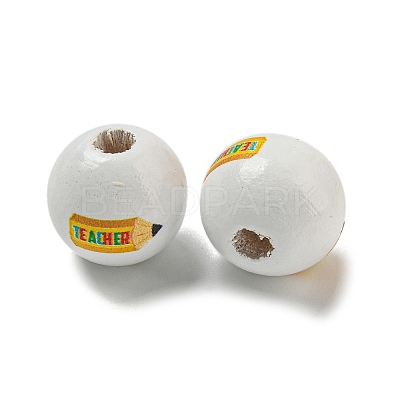 Printed Wood European Beads WOOD-L020-D10-1