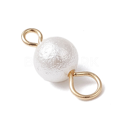 Wrinkle Textured Shell Pearl Round Connector Charms PALLOY-JF03824-01-1