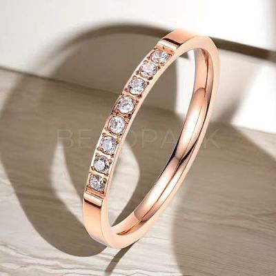Stainless Steel and Crystal Rhinestone Finger Rings for Women FS-WG71548-10-1