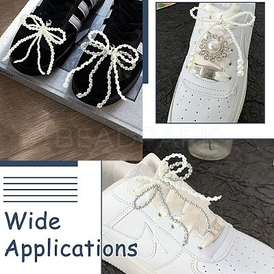 5Pcs 5 Styles Bowknot Plastic Imitation Pearl Shoe Charms AJEW-CJ0001-64-1