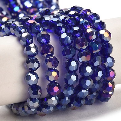 Faceted(32 Facets) Electroplate Glass Beads Strands X-EGLA-R016-4m-1-1