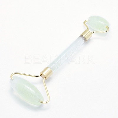 Green Watermelon Stone Glass Brass Face Massager MRMJ-G009-20G-1