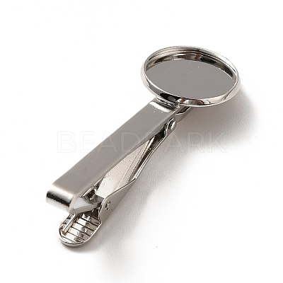 Brass Tie Bar Clips Tie Pins with Blank Cabochon Settings KK-A159-01P-1