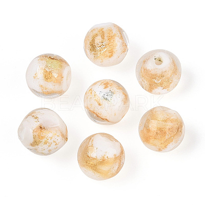 Handmade Gold Foil Glass Beads LAMP-C004-03F-1