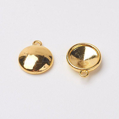 Tibetan Style Alloy Flat Round Charm Pendant Rivoli Xilion Pointed Back Chaton Rhinestone Settings PALLOY-O034-B-G01-1