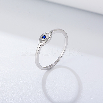Evil Eye 925 Sterling Silver Micro Pave Cubic Zirconia Finger Rings for Women FS-WG42376-02-1