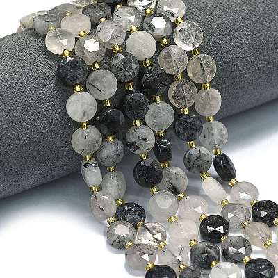 Natural Tourmalinated Quartz Beads Strands G-C116-A107-01-1