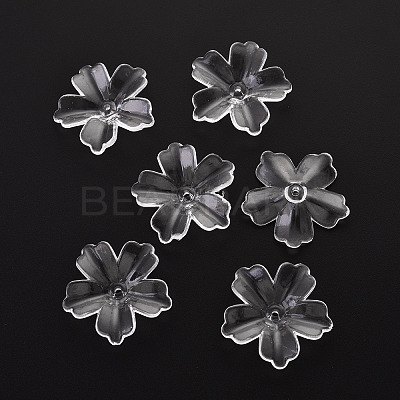 Flower Acrylic Beads TACR-YW0001-17-1