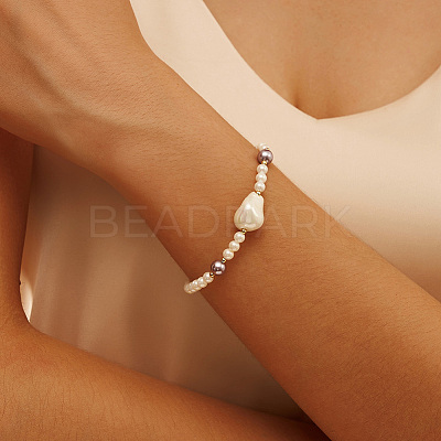 Shell Pearl Beaded Bracelets BJEW-L692-007G-1