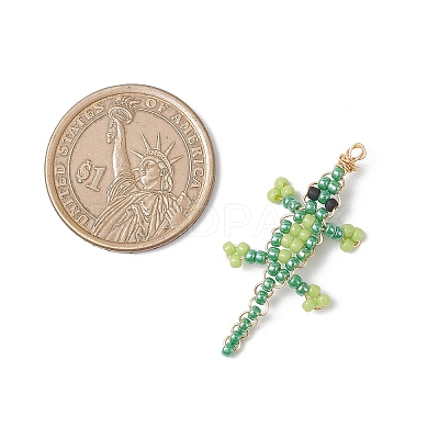 Glass Crocodile Pendants PALLOY-MZ00992-01-1