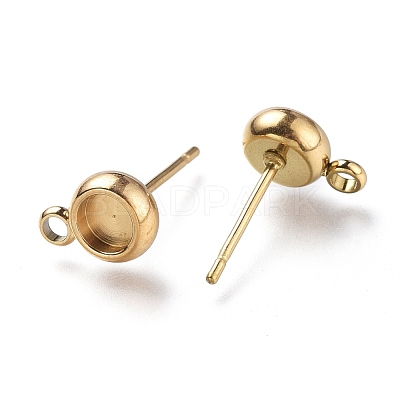 Ion Plating(IP) 304 Stainless Steel Stud Earring Settings STAS-I161-01A-G-1