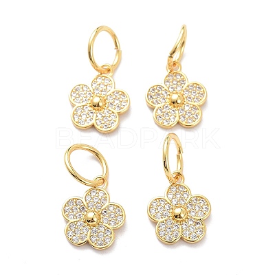 Brass Micro Pave Clear Cubic Zirconia Charms X-ZIRC-L091-075G-1