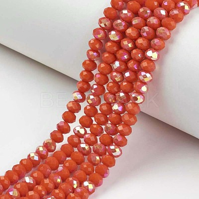 Electroplate Opaque Solid Color Glass Beads Strands EGLA-A034-P4mm-L03-1