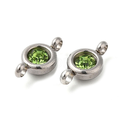 304 Stainless Steel Single Rhinestone Connector Charms STAS-E194-13P-08-1
