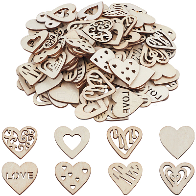 4 Sets Unfinished Wood Cutouts Ornaments WOOD-SC0001-91A-1