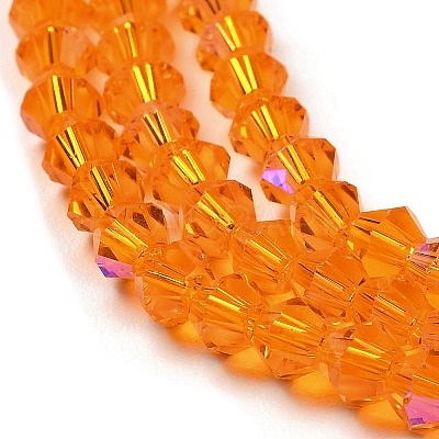 Transparent Electroplate Glass Beads Strands GLAA-F029-4mm-D23-1