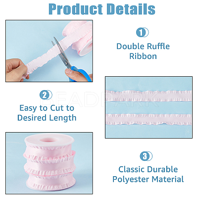 10 Yards Polyester Pleated Edged Ribbon for Clothing Decoration DIY-FI0001-13B-1