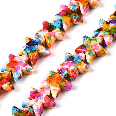 Spray Painted Synthetic Turquoise Beads Strands UNKW-T001-11D-1