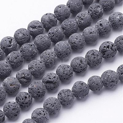 Unwaxed Natural Lava Rock Bead Strands G-F309-6mm-1