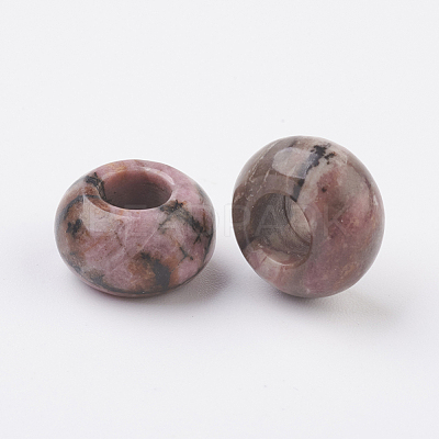 Natural Rhodonite European Beads G-G740-14x8mm-01-1