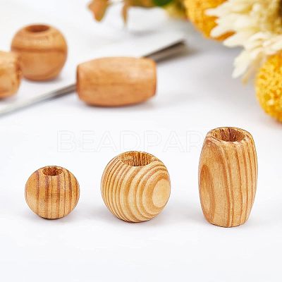 60Pcs 3 Style Wooden Beads WOOD-OC0001-93-1