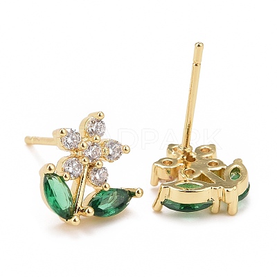 Cubic Zirconia Flower of Life Stud Earrings EJEW-G288-22G-1