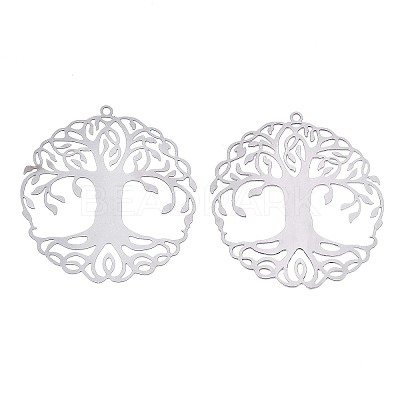Tarnish Resistant 201 Stainless Steel Filigree Pendants LS-STAS-S118-030P-1