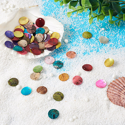100Pcs 10 Colors Spray Paint Natural Akoya Shell Pendants SHEL-CD0001-01-1