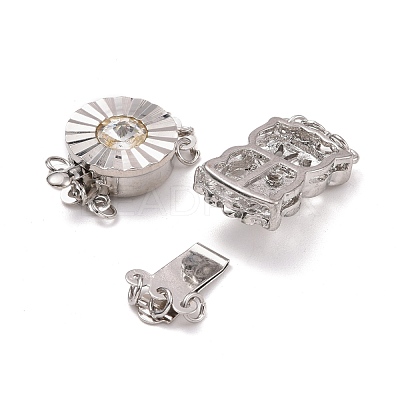 Brass Cubic Zirconia Box Clasps KK-P094-01-RS-1