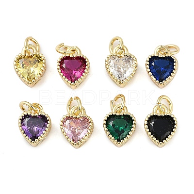 Real 18K Gold Plated Brass Inlaid Cubic Zirconia Charms ZIRC-L100-074G-1