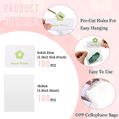 100Pcs Rectangle Clear Polypropylene Cellophane Bags CDIS-TA0001-37C-1