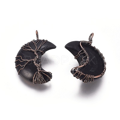 Natural Obsidian Tree of Life Wire Wrapped Pendants G-L520-E03-R-NF-1
