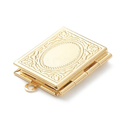 Brass Locket Pendants KK-P199-11G-1