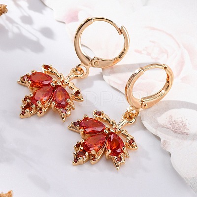 Brass Micro Pave Cubic Zirconia Leverback Earrings EJEW-K300-42G-1