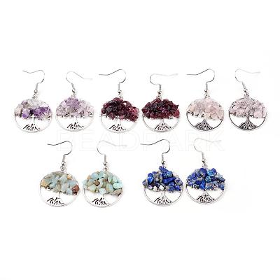 Natural Gemstone Dangle Earrings EJEW-JE02475-1