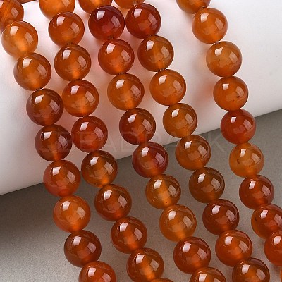 Round Natural Red Agate Bead Strands G-M257-10mm-26-1